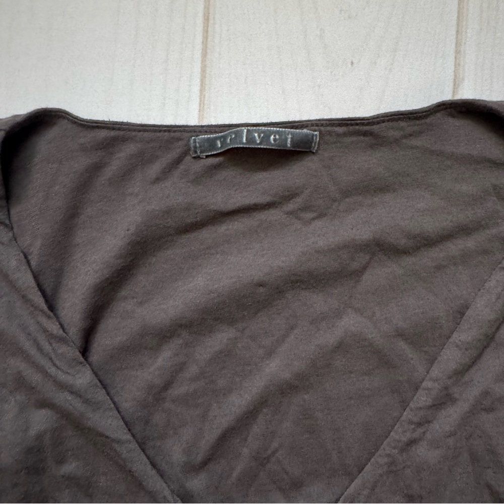 Velvet Gray Ruched Top - Picture 2 of 4